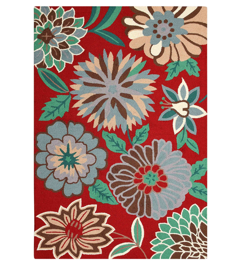Red Floral Hand Tufted Wool Carpet