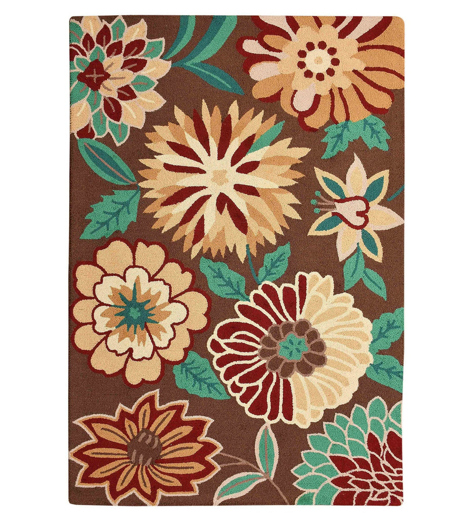 Brown Floral Hand Tufted Wool Carpet