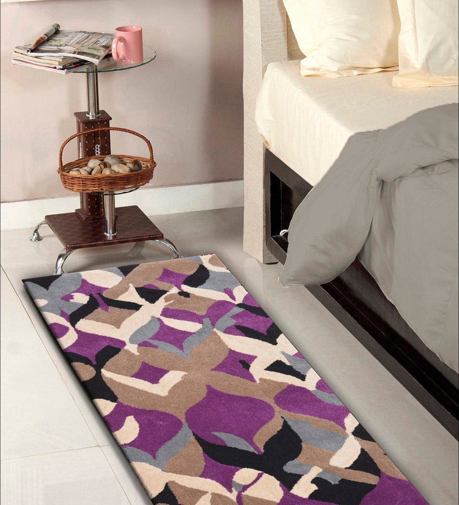 Purple Abstract Hand Tufted Wool Runner