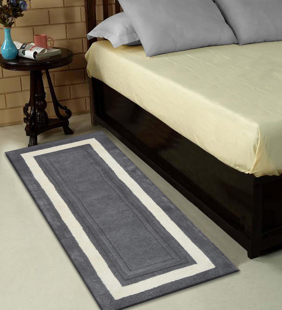 Grey Solid Hand Tufted Wool Runner