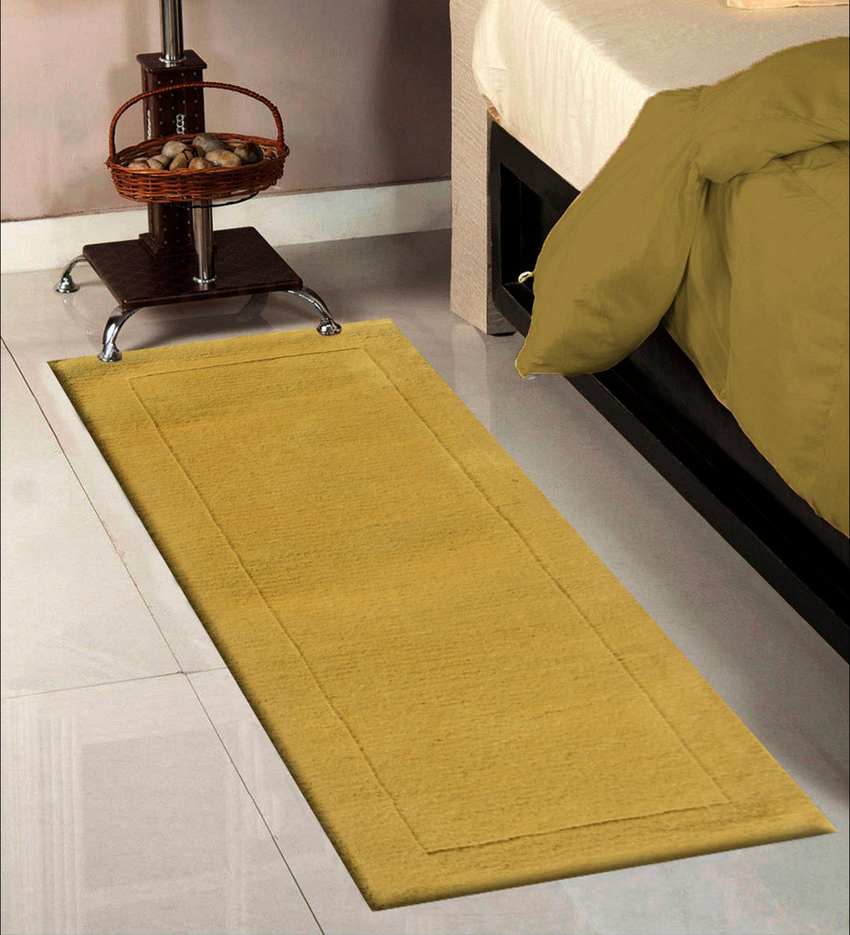 Yellow Solid Hand Tufted Wool Runner