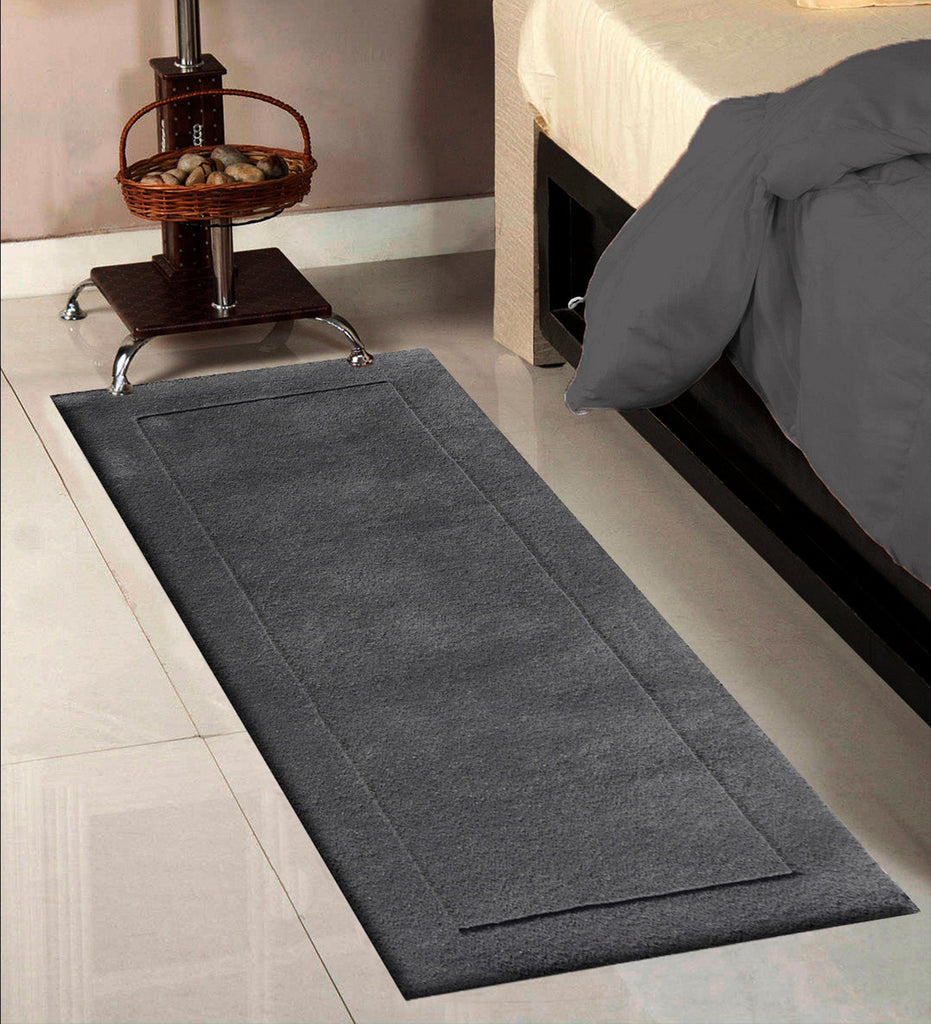 Grey Solid Hand Tufted Wool Runner