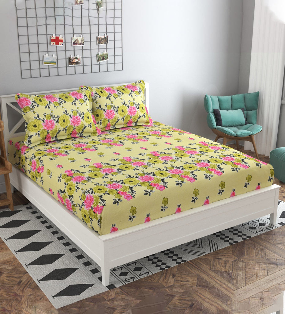 Green 160 TC Cotton Double Bedsheet with 2 pillow covers