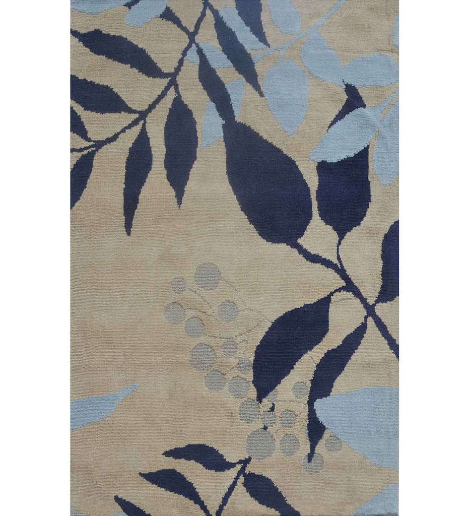 Blue Floral Polyester Carpet