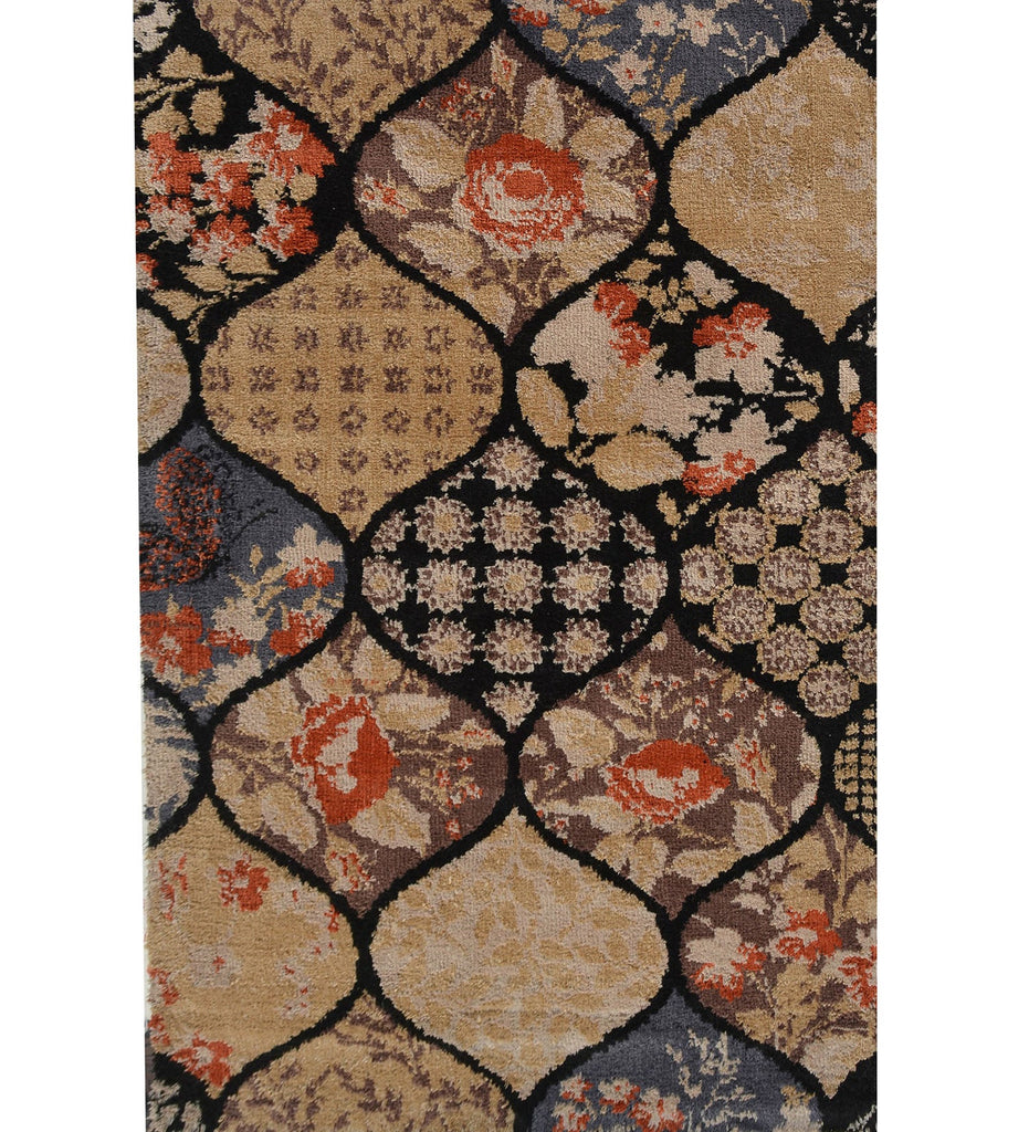 Beige Floral Polyester Carpet