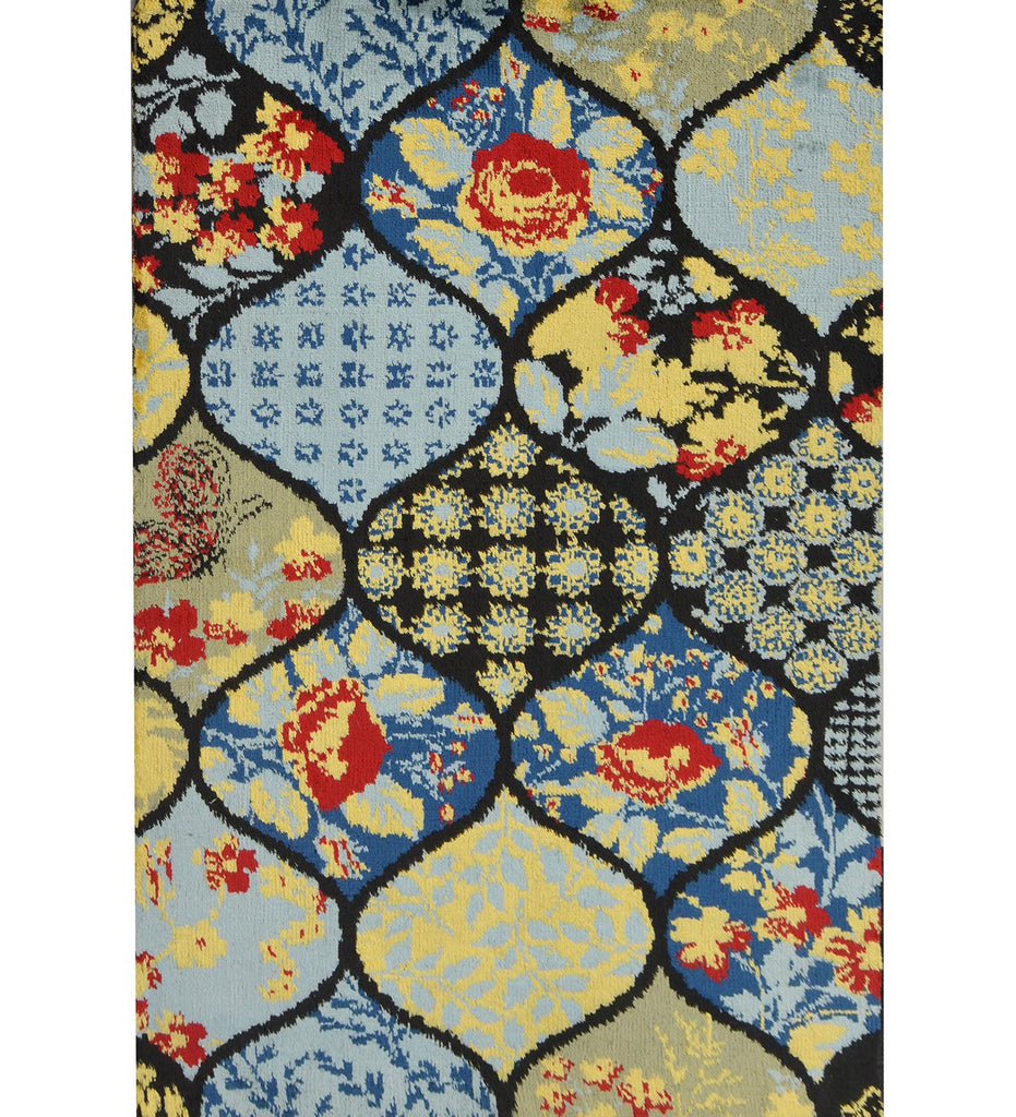 Yellow Floral Polyester Carpet