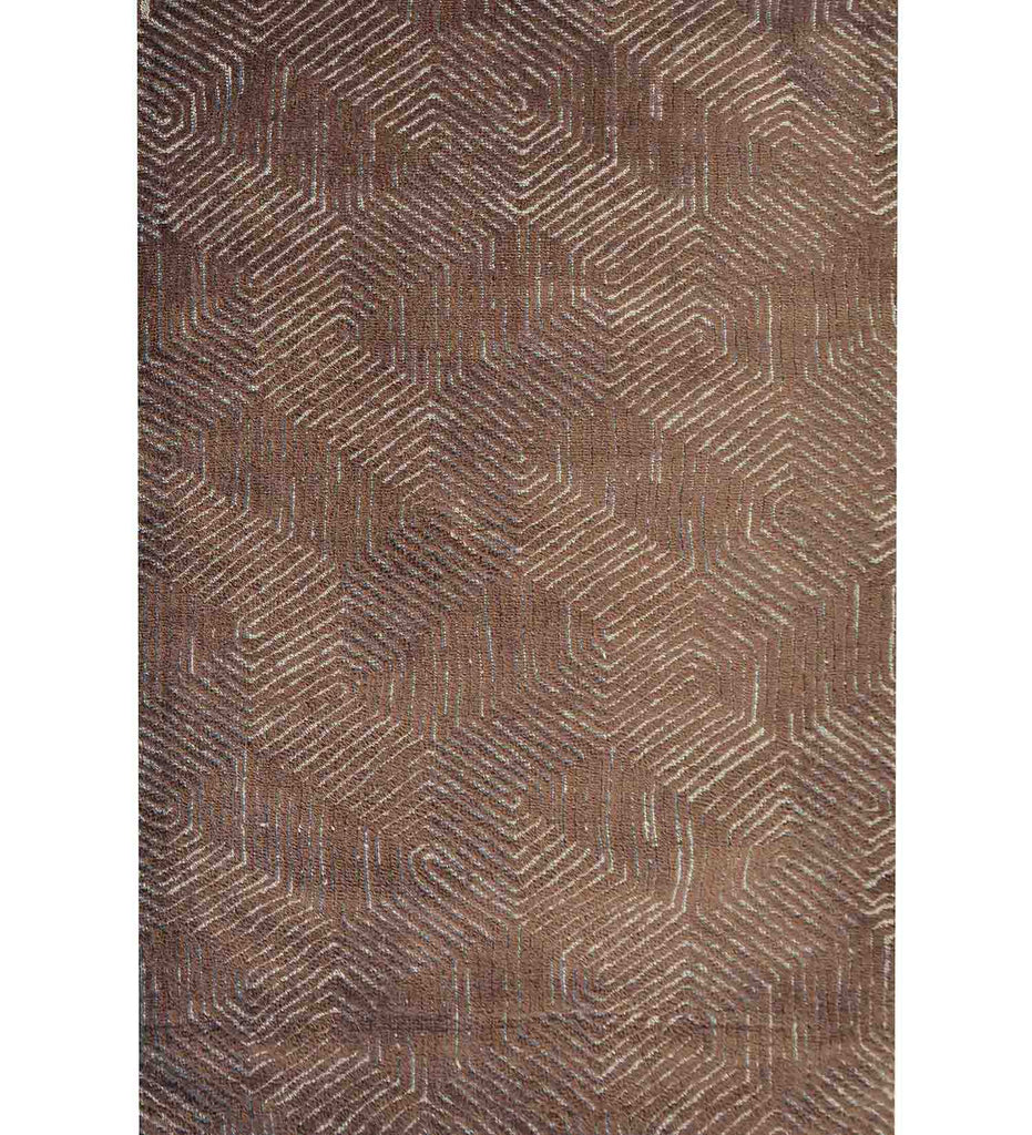 Brown Geometric Polyester Carpet