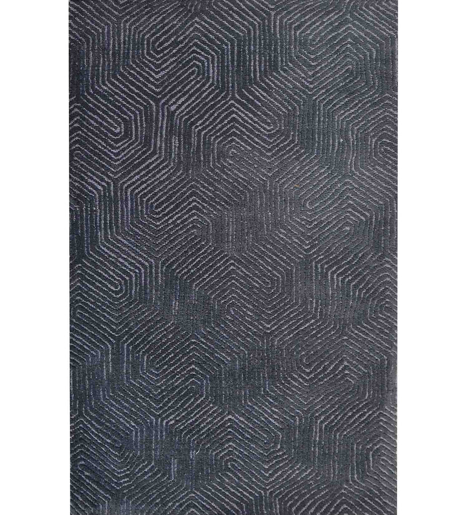 Grey Geometric Polyester Carpet