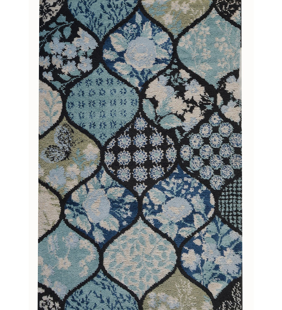 Blue Floral Polyester Carpet