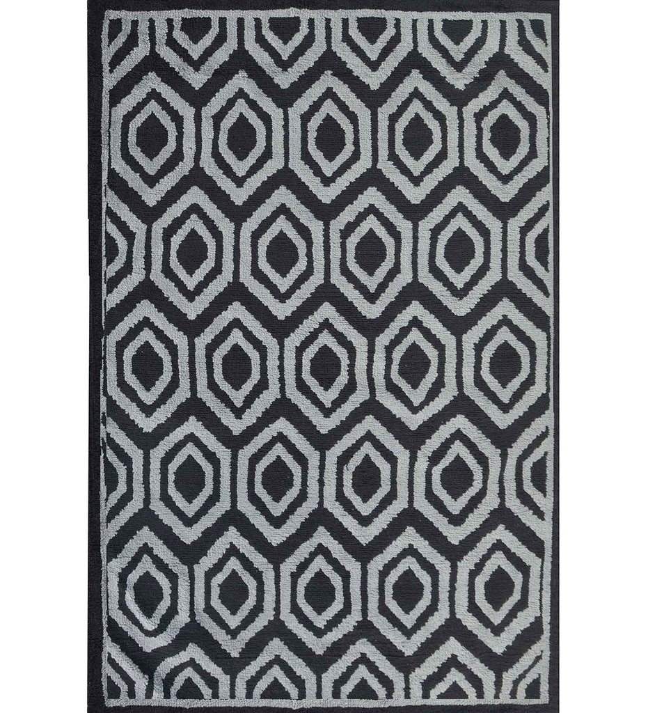 Black Geometric Polyester Carpet