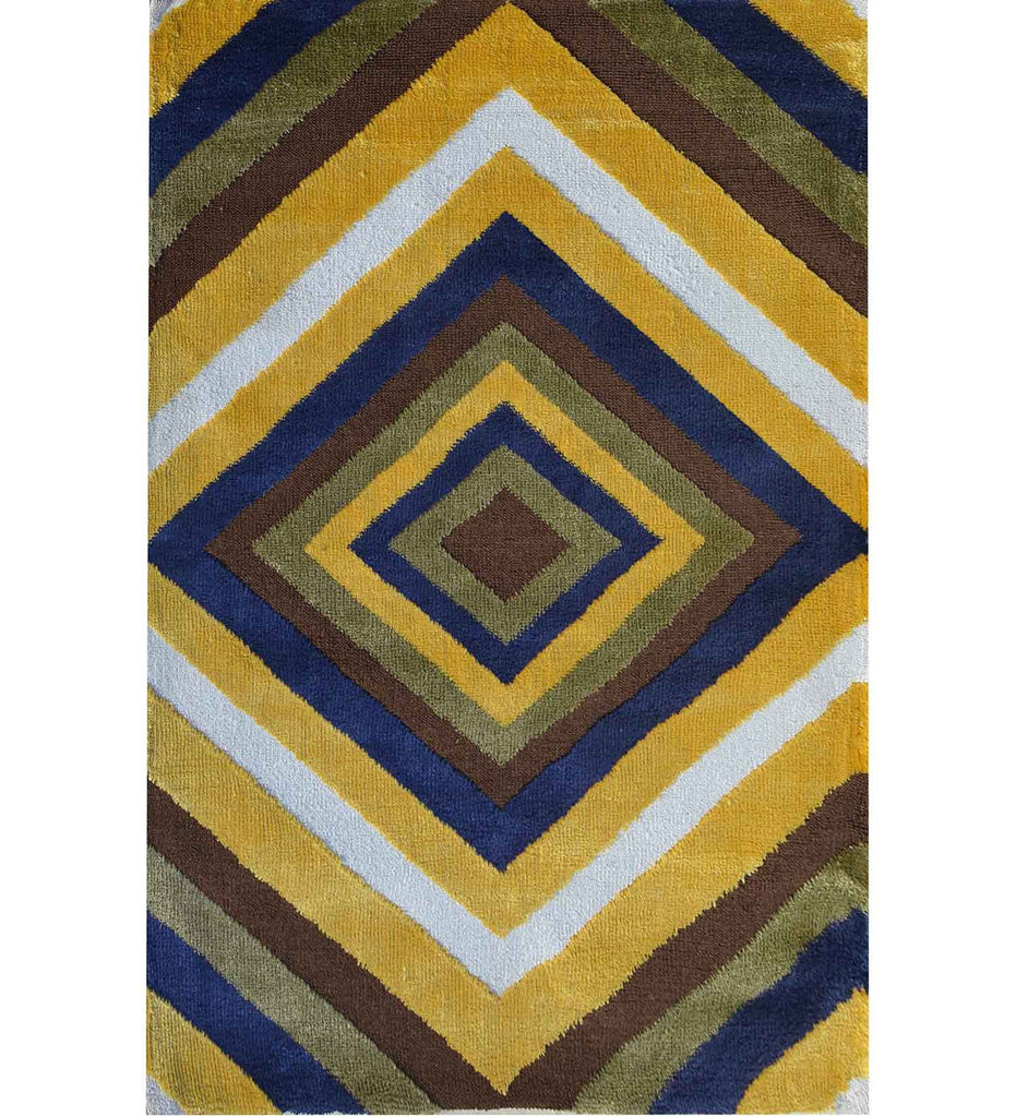 Yellow Geometric Polyester Carpet