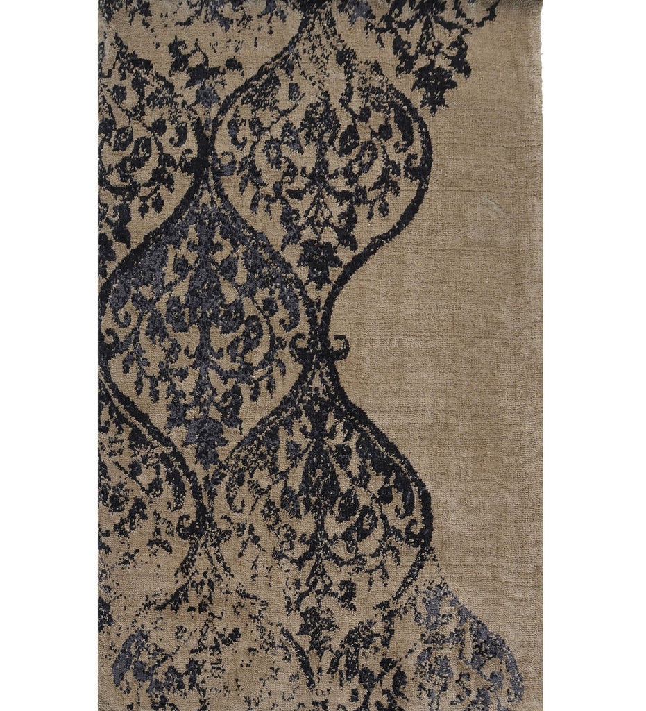 Beige Damask Polyester Carpet