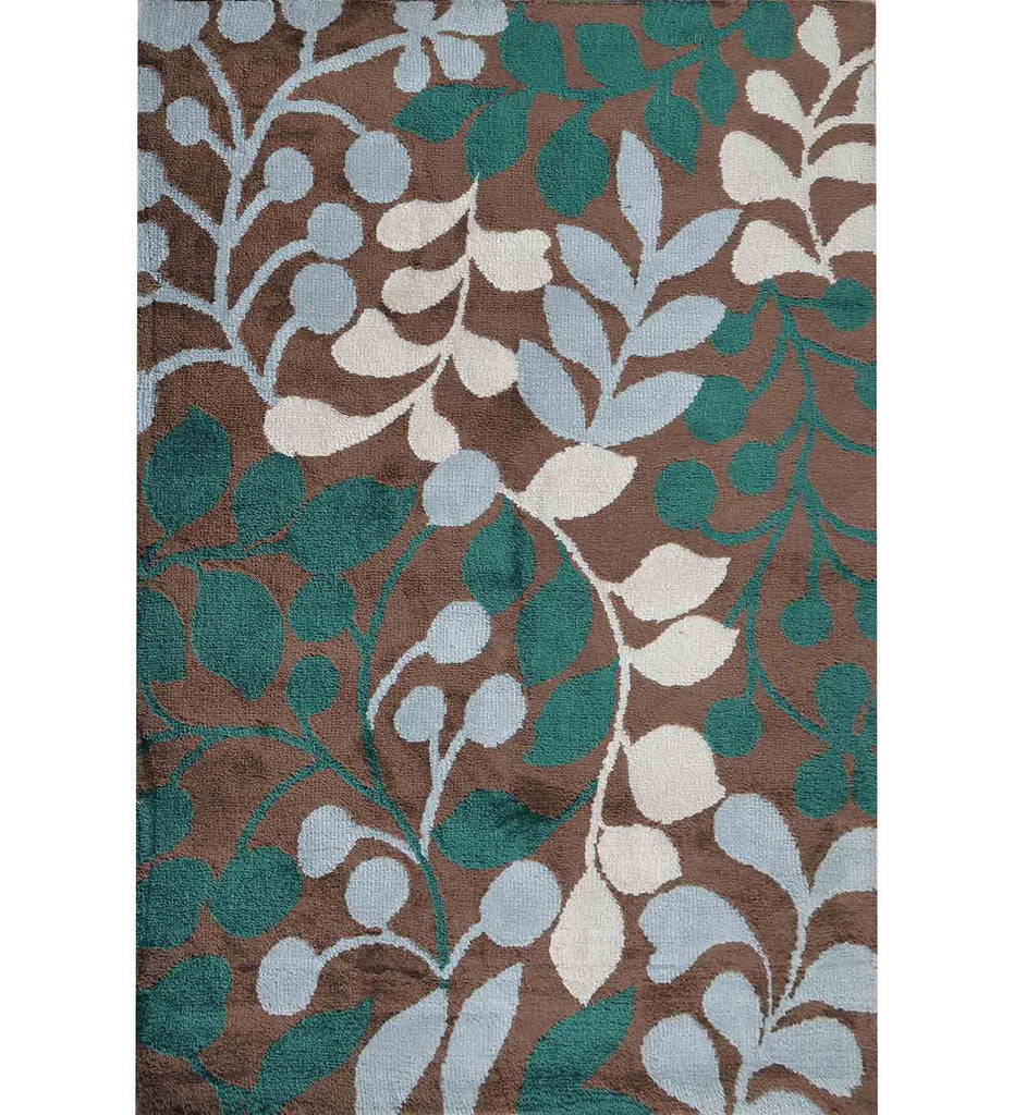 Brown Floral Polyester Carpet