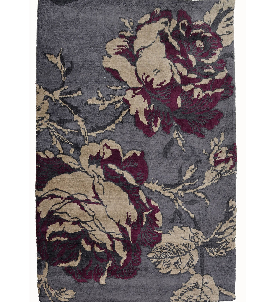 Purple Floral Polyester Carpet