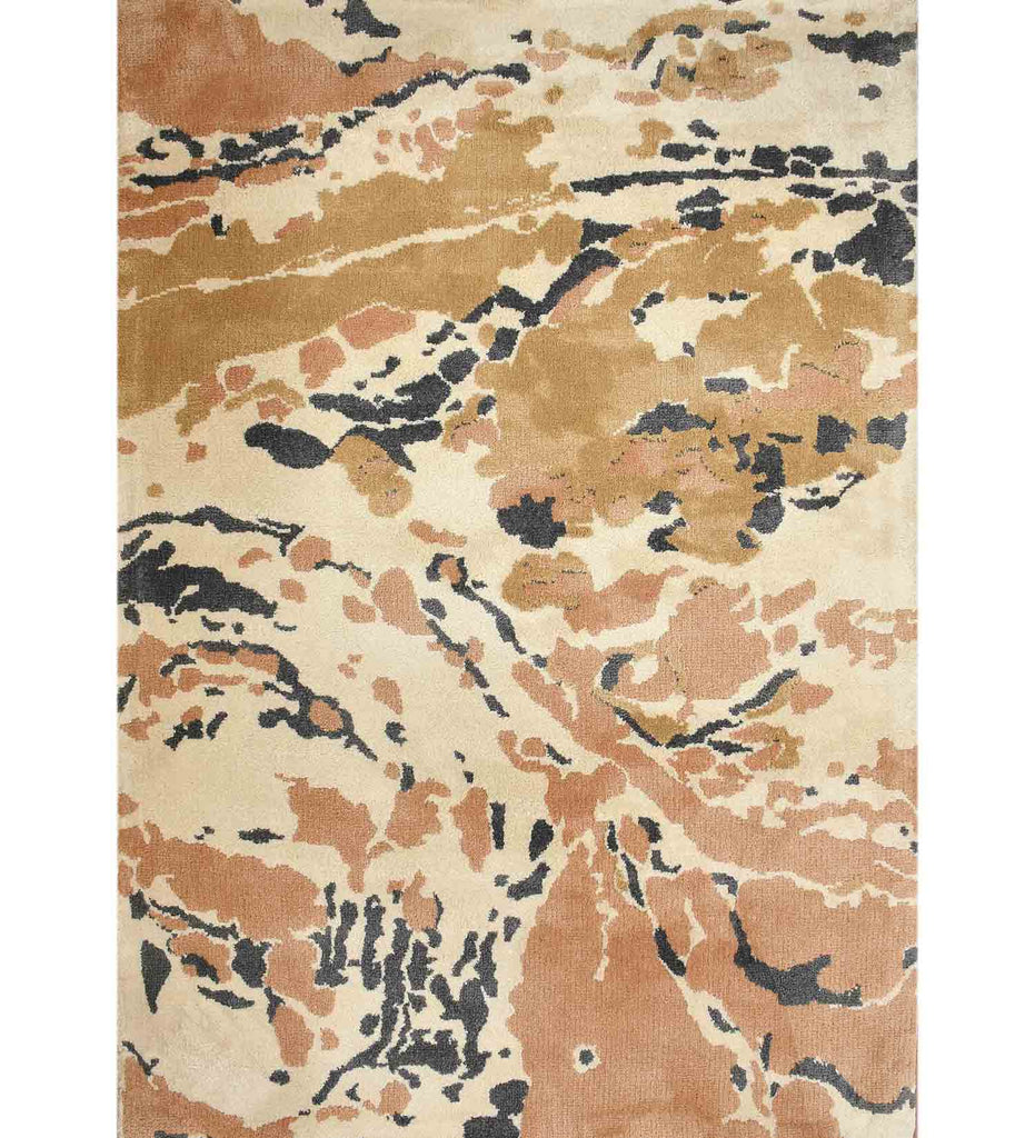 Beige Abstract Polyester Carpet