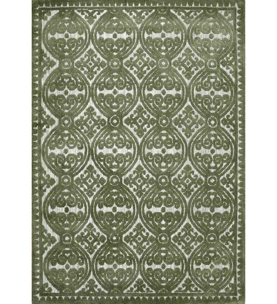 Green Geometric Polyester Carpet