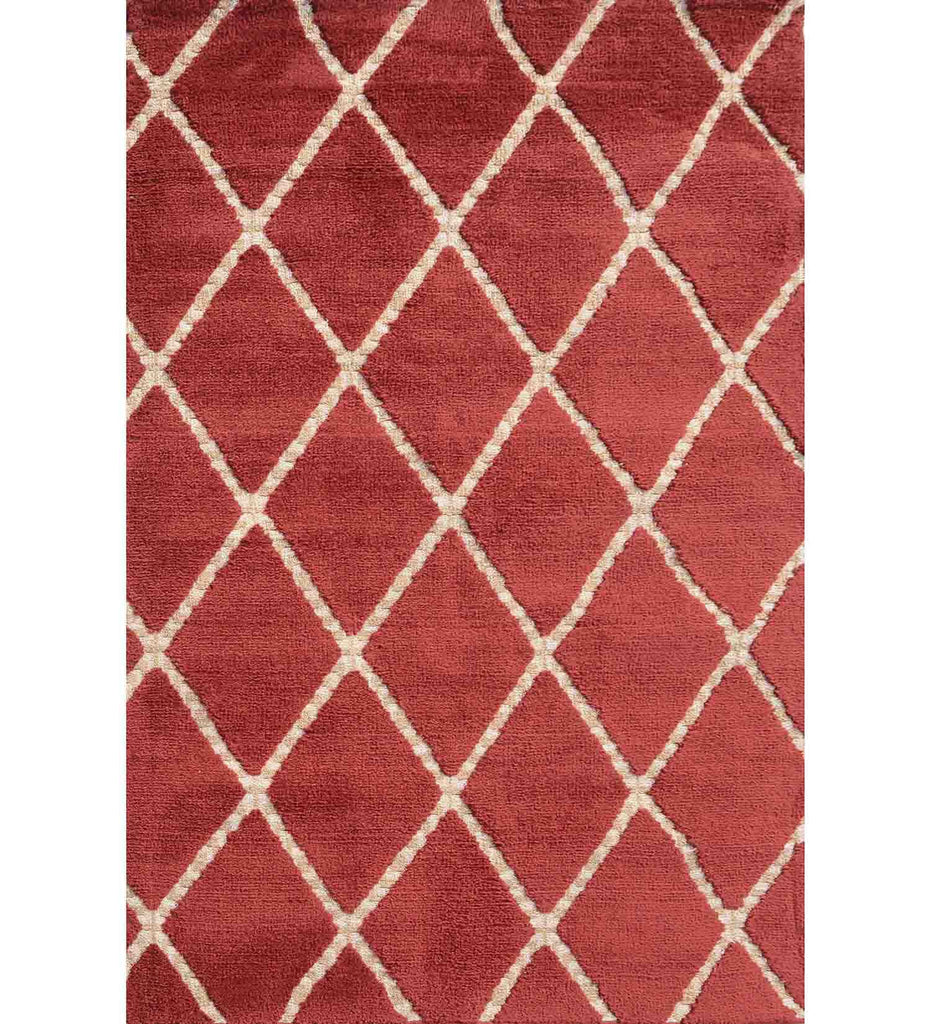 Maroon Geometric Polyester Carpet