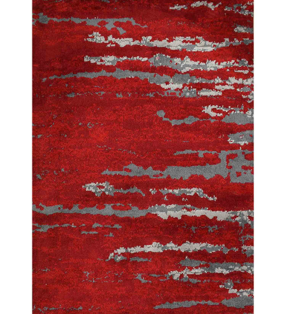 Red Abstract Polyester Carpet