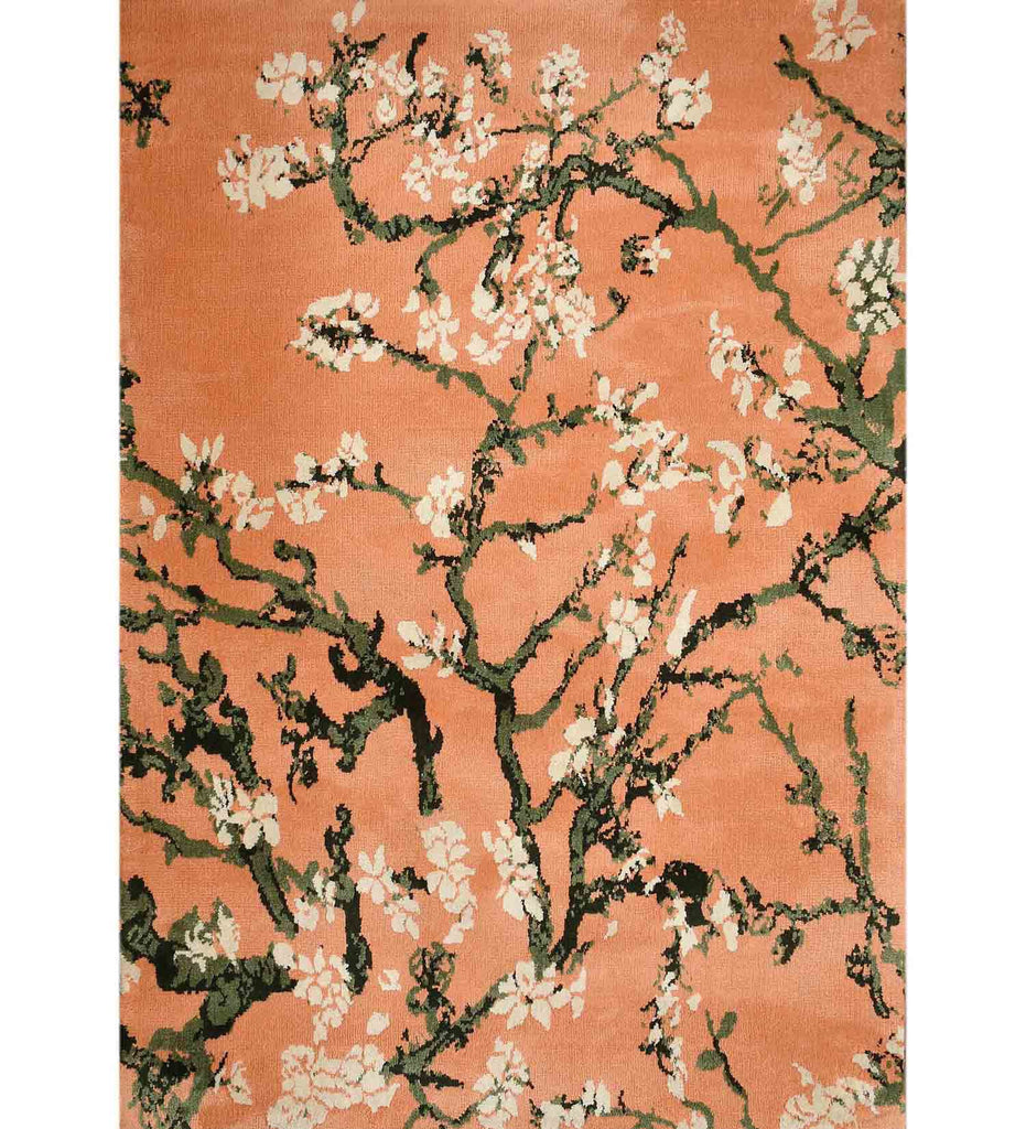 Peach Floral Polyester Carpet