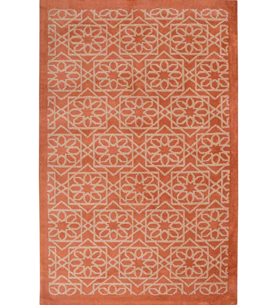 Orange Geometric Polyester Carpet