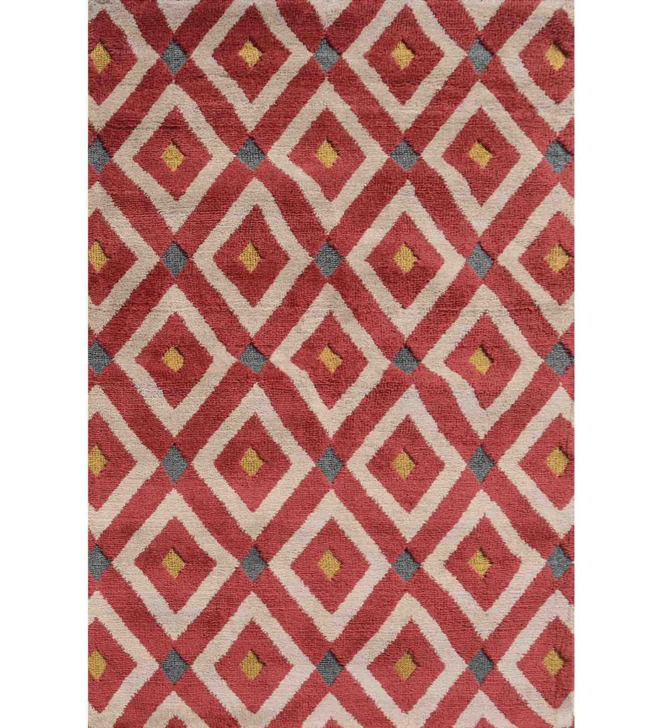 Maroon Geometric Polyester Carpet