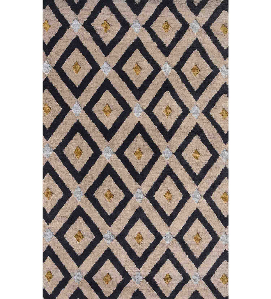 Black Geometric Polyester Carpet