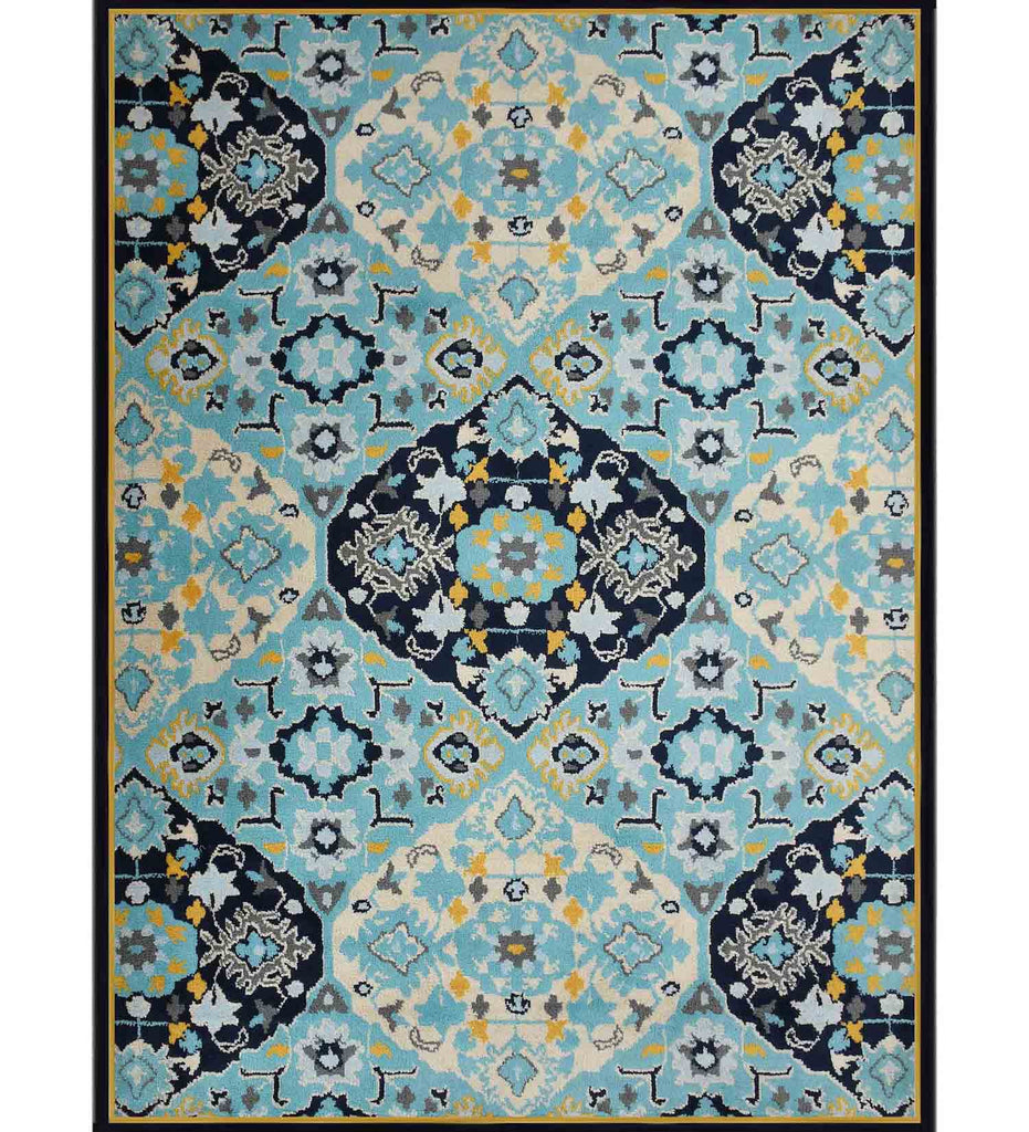 Blue Traditional Polyester Carpet