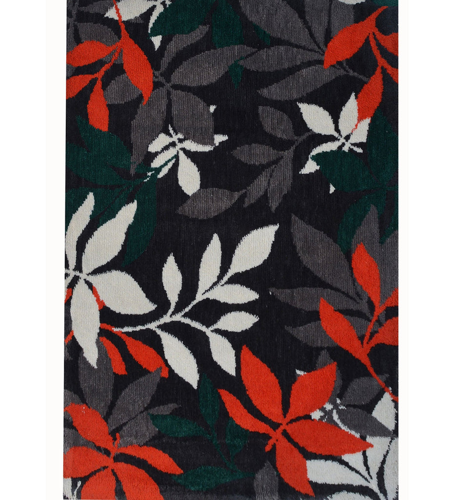 Black Floral Polyester Carpet