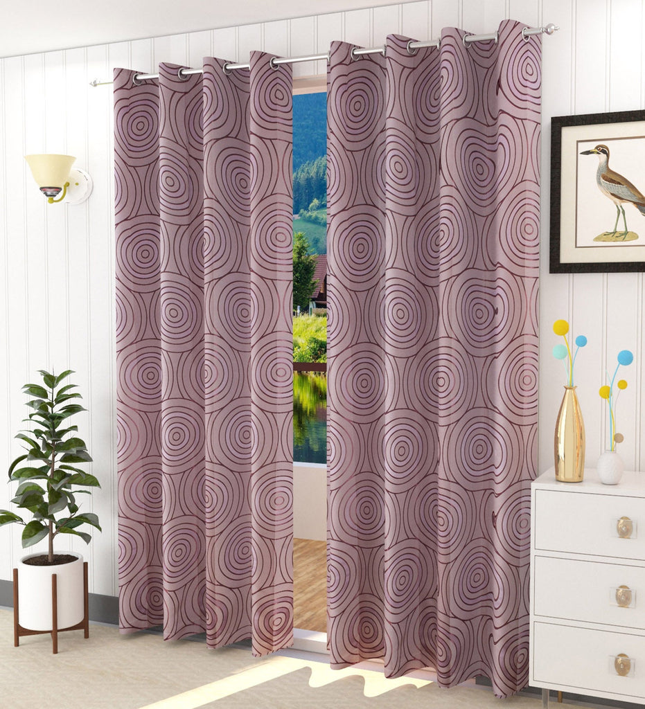 Purple Geometric Jacquard Curtain - Set of 2