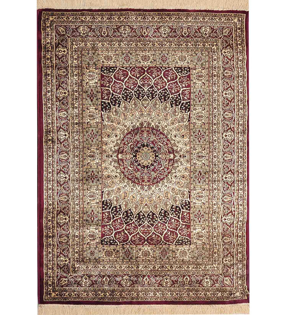 Maroon Traditional Silk Carpet