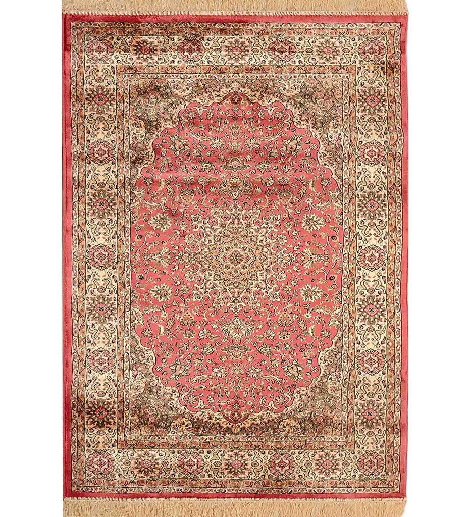 Orange Traditional Silk Carpet