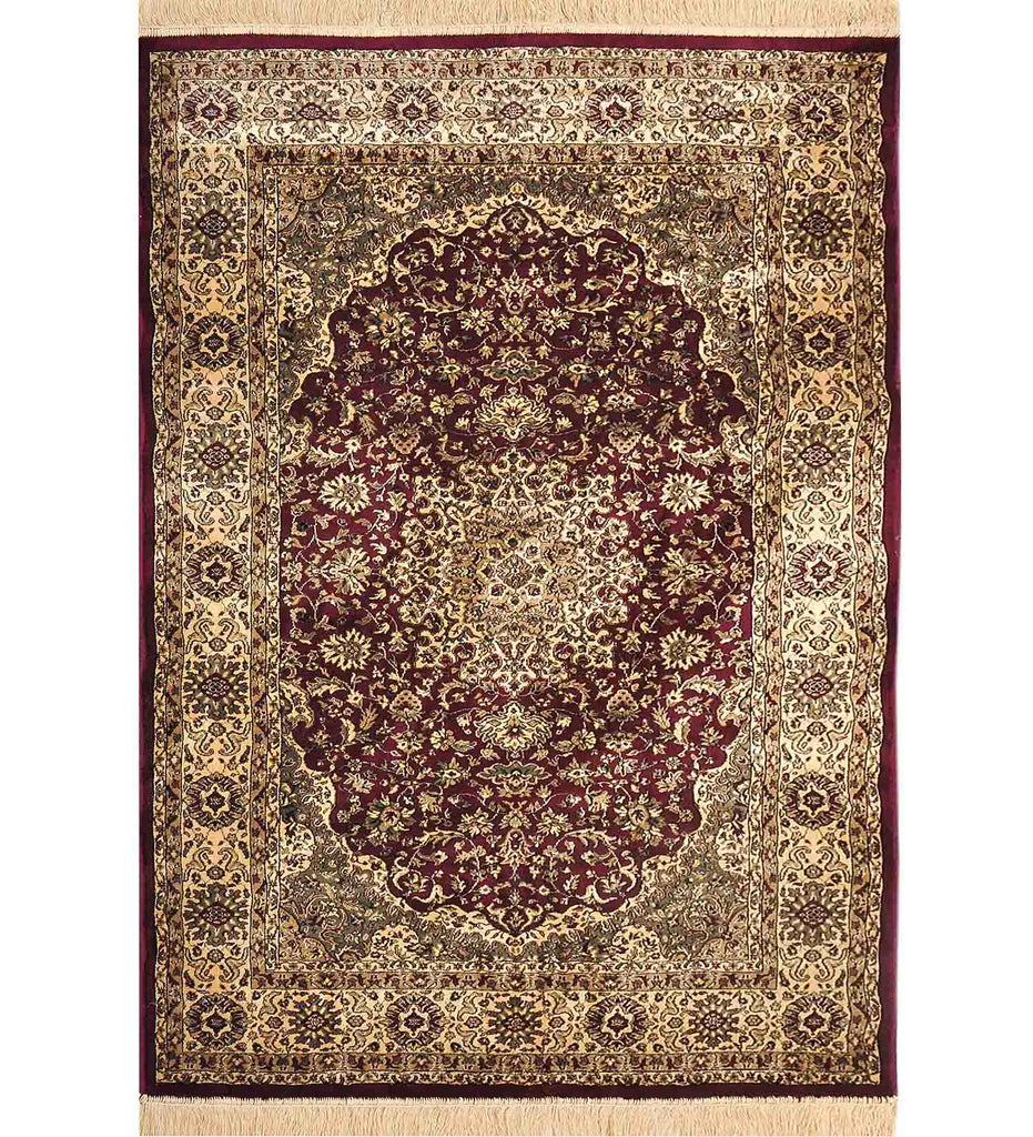 Maroon Traditional Silk Carpet