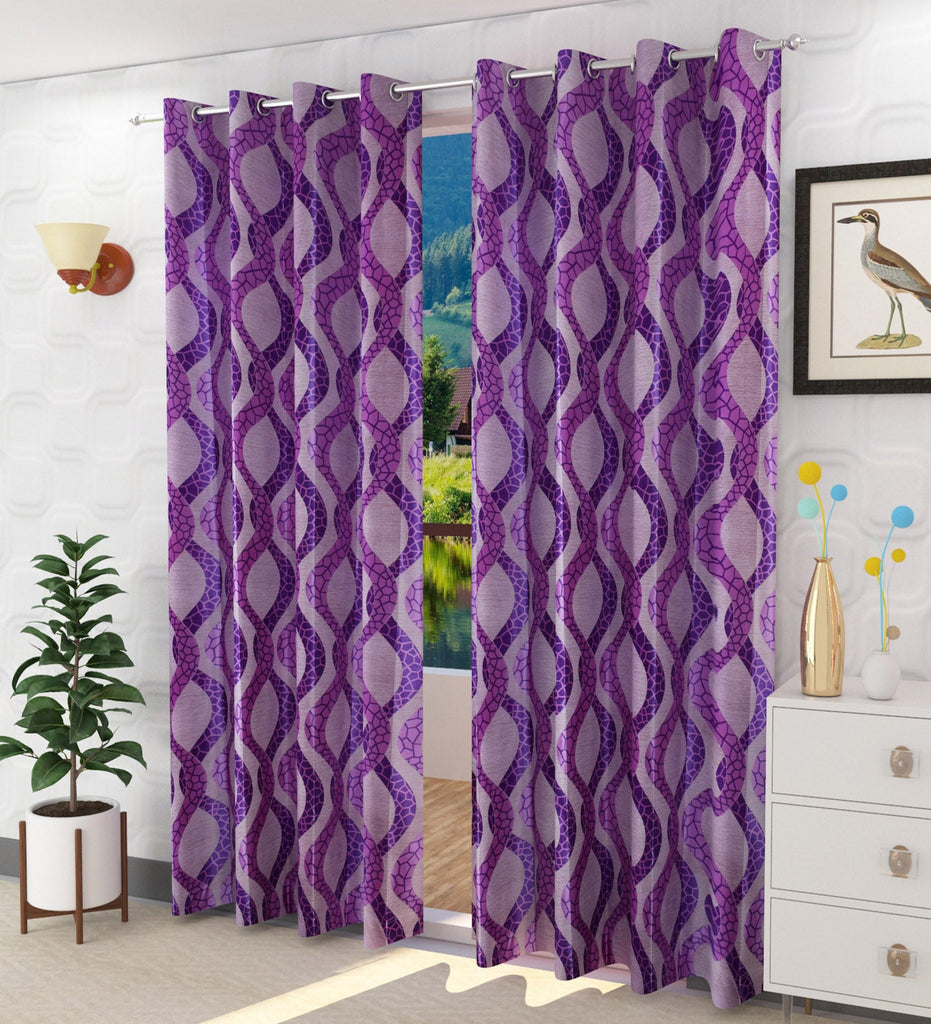 Purple Abstract Printed Curtain - Set of 2