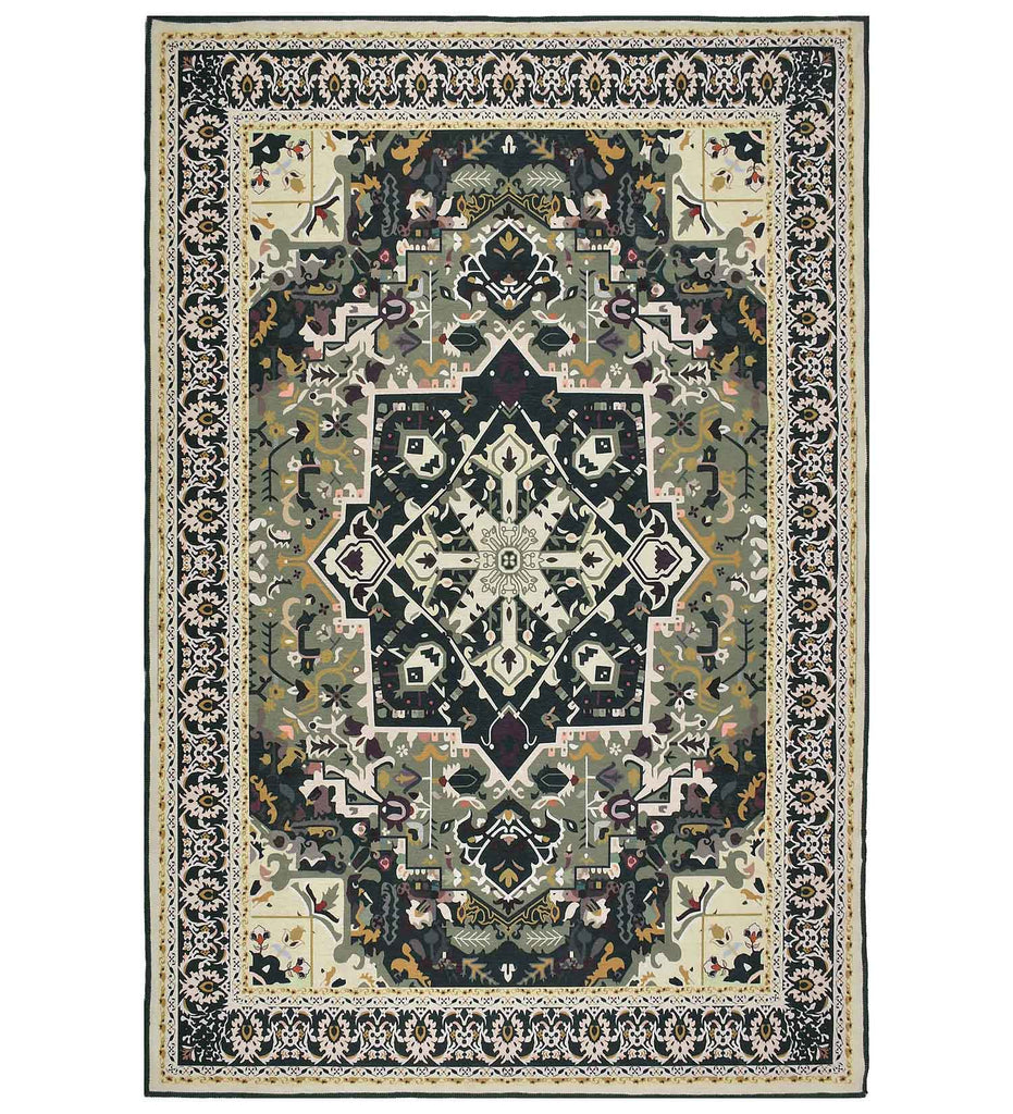 Green Traditional Machine Washable Rug