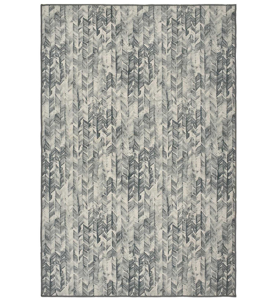 Grey Abstract Machine Washable Rug