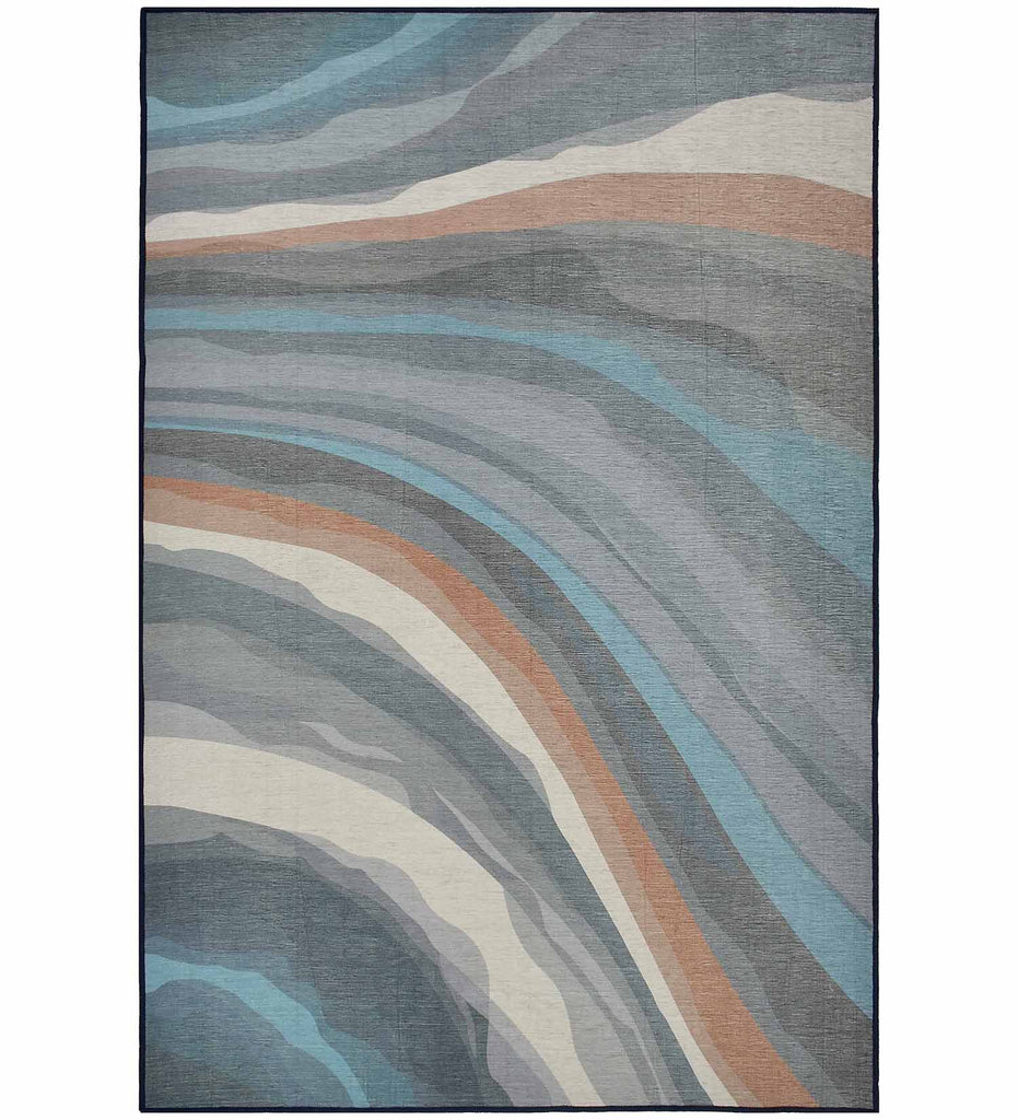 Grey Abstract Machine Washable Rug