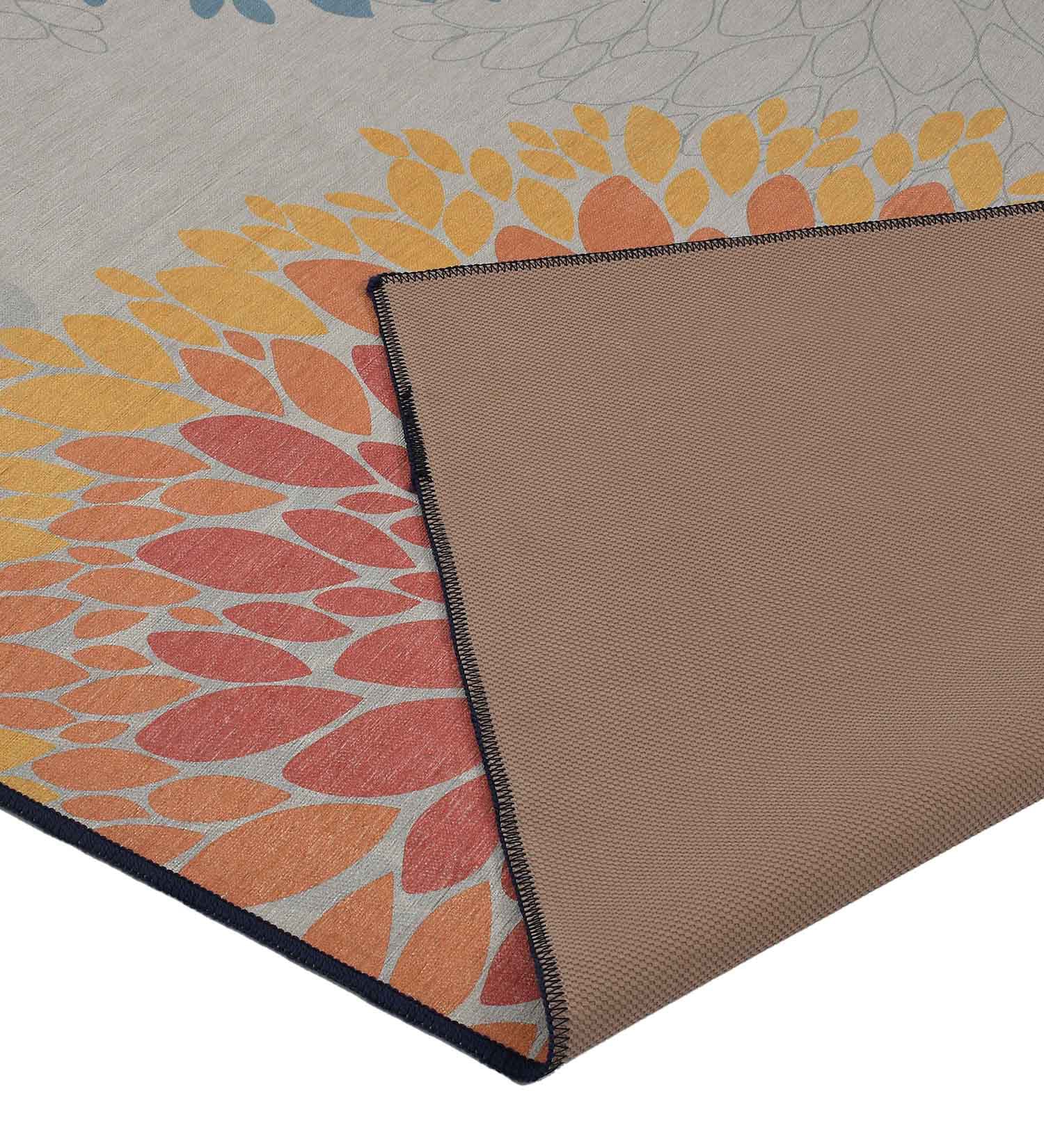 Orange Floral Machine Washable Rug – PrestoBazaar