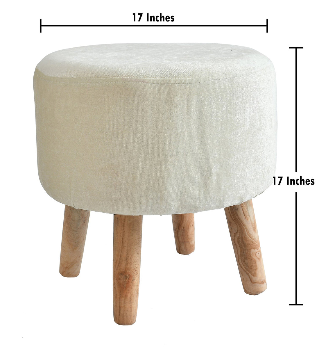 Cream Velvet Wooden Stool – PrestoBazaar