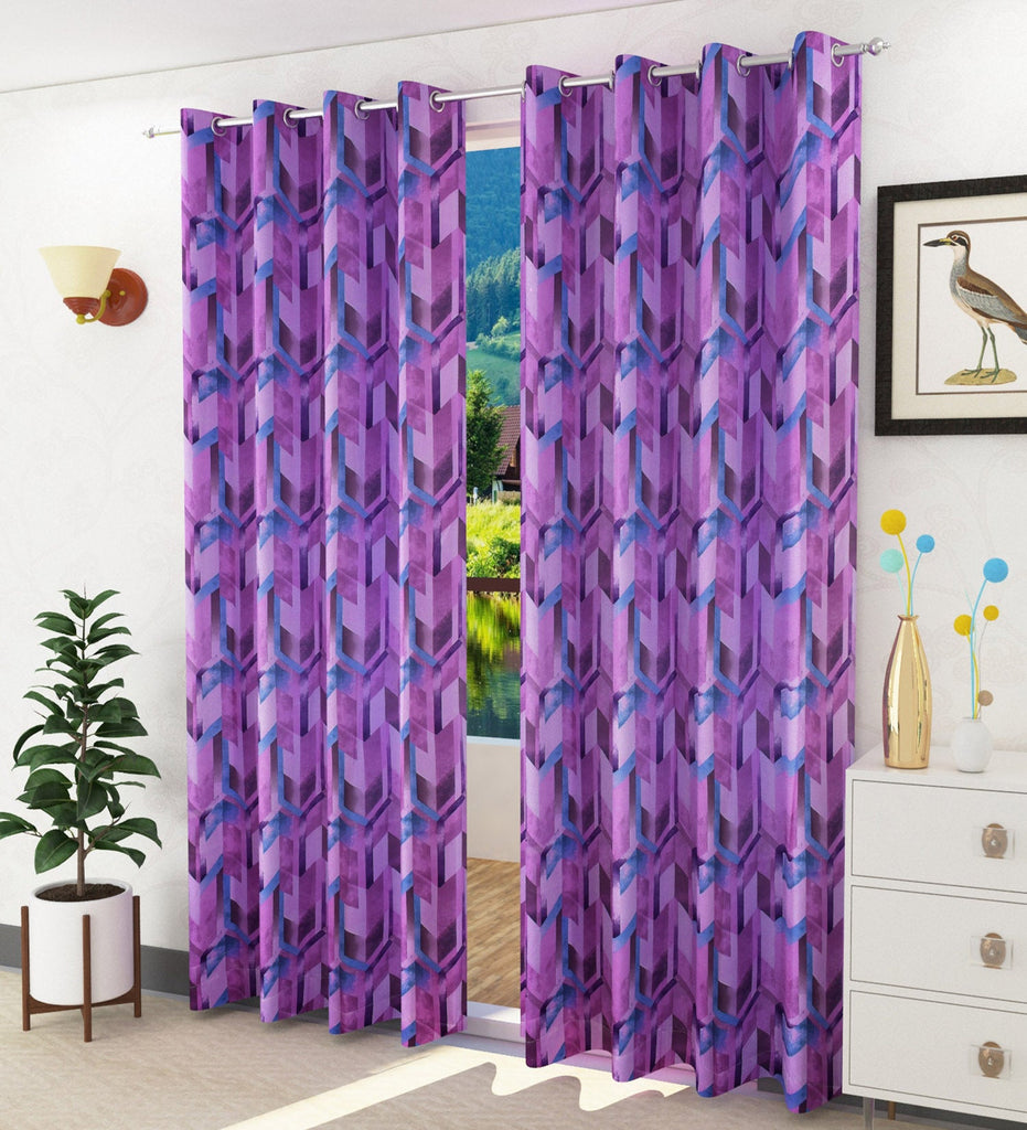 Multicolor Abstract Printed Curtain - Set of 2