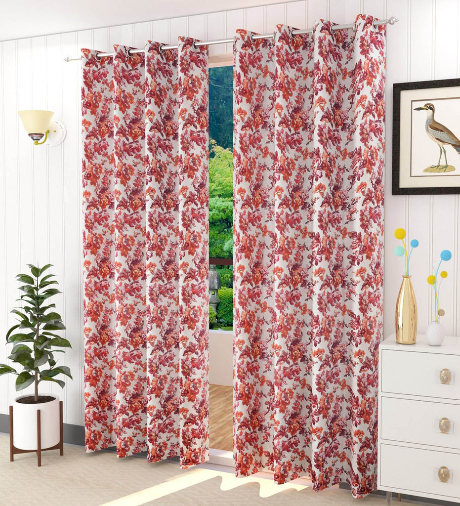 Multicolor Floral Printed Curtain - Set of 2